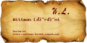 Wittman Lóránt névjegykártya