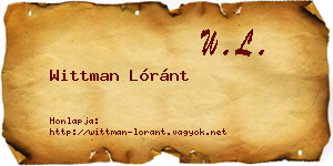 Wittman Lóránt névjegykártya